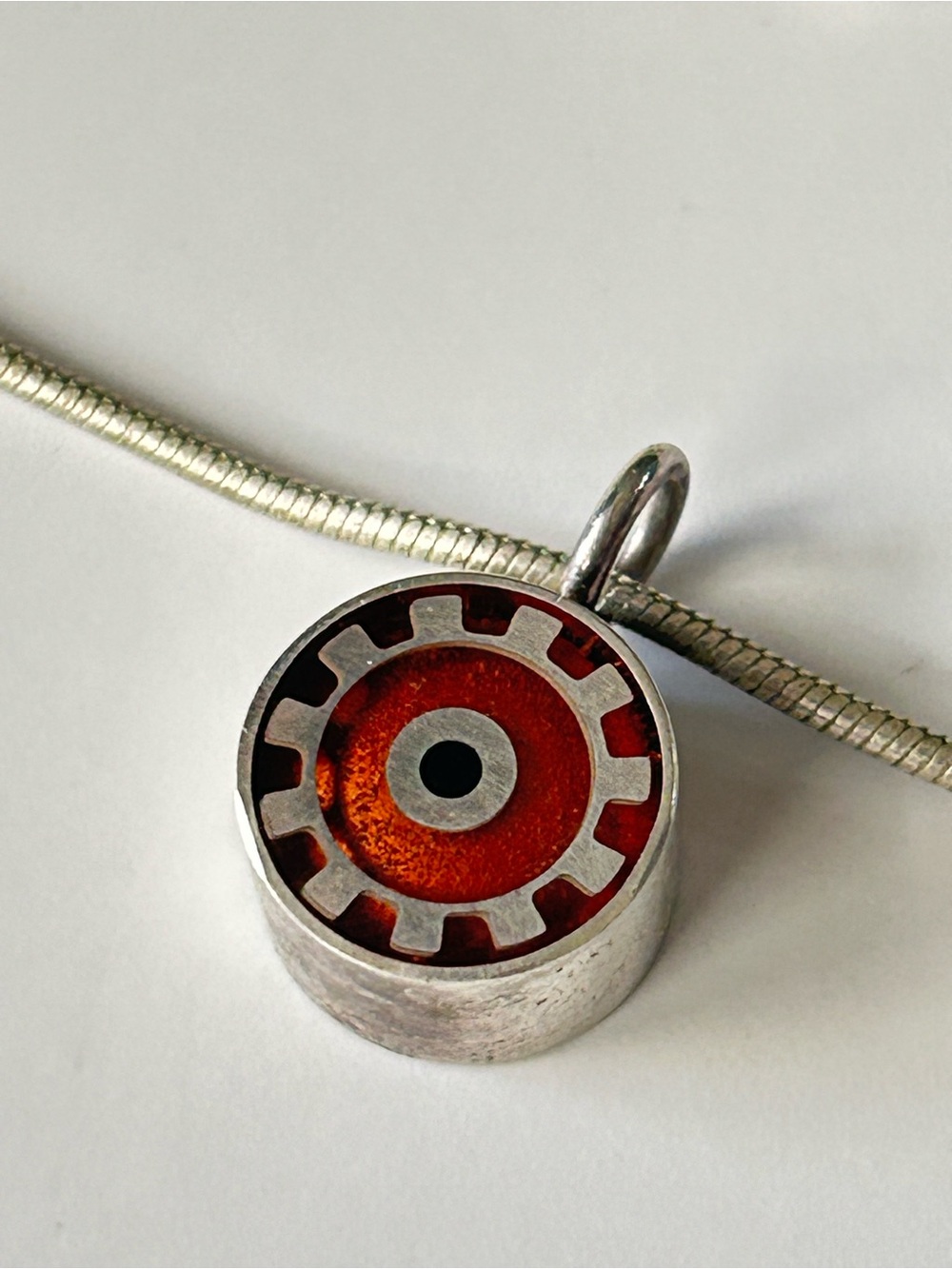 925 reversible evil eye pendant on snake chain.